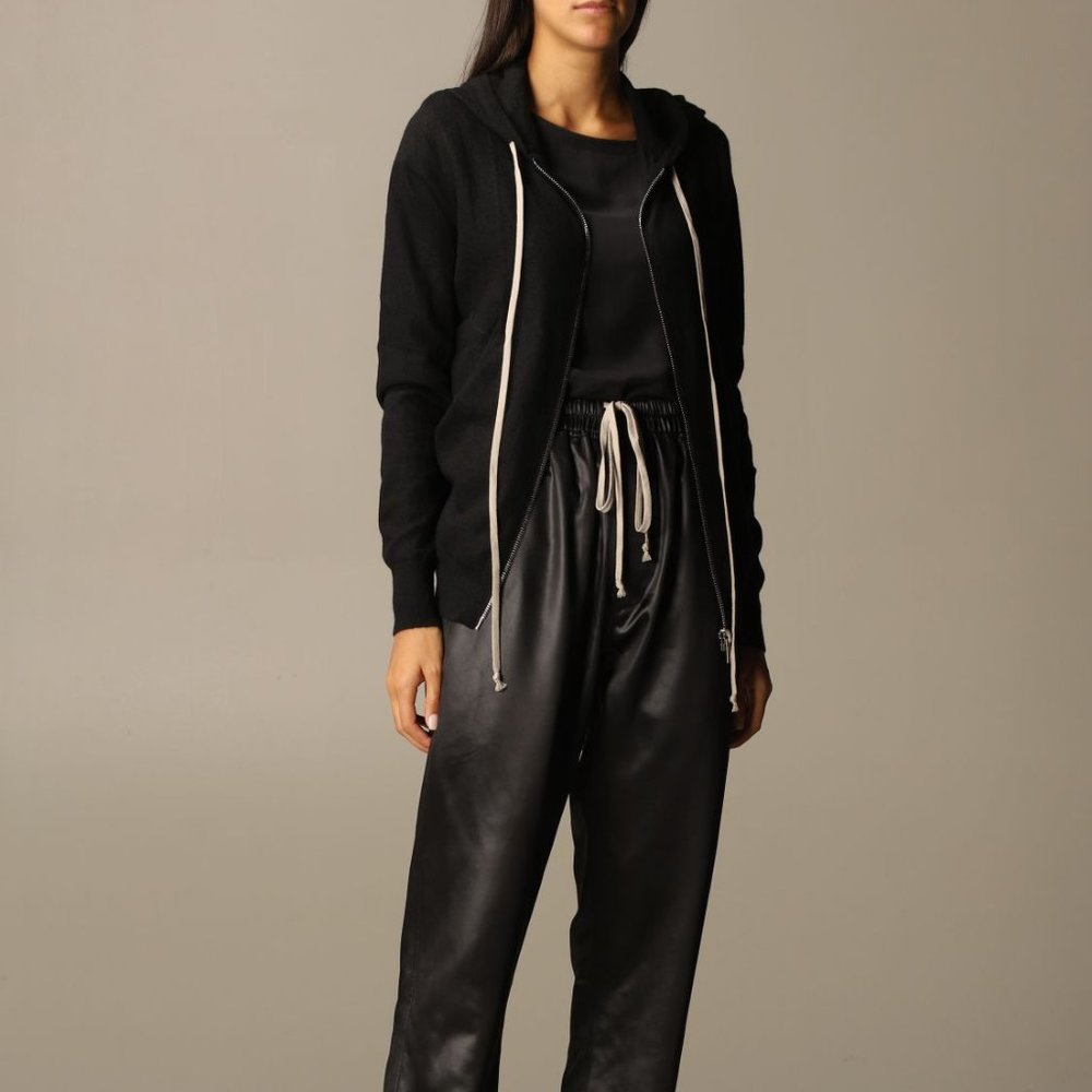 Rick Owens GLITTERS  F/W 17 black long zipper sweater